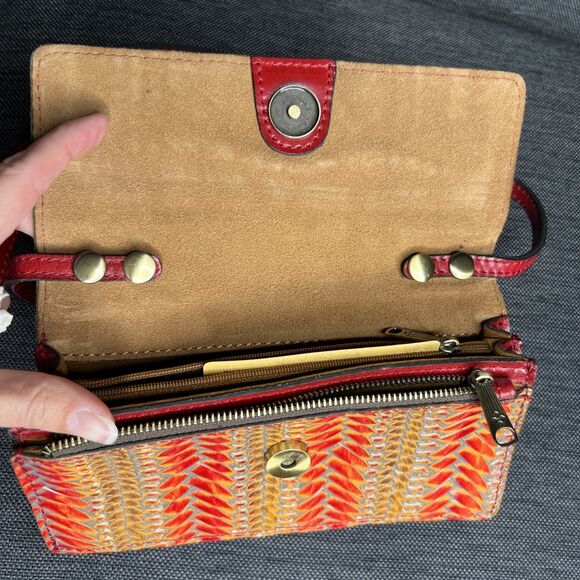 Patricia Nash NWT Balloi Wicker Embossed Crossbody Convertible Bag Red Yellow - Picture 5 of 9